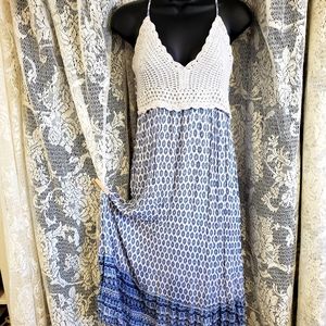Crochet Boho Print Dress
